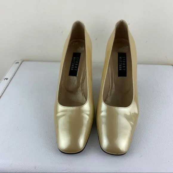 Stuart Weitzman Gold Patent Evening Pumps 10.5