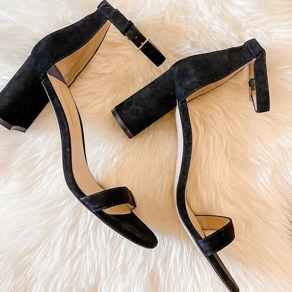Stuart Weitzman Bambina Suede Ankle Strap Sandals Black