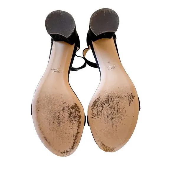 Stuart Weitzman Bambina Suede Ankle Strap Sandals Black