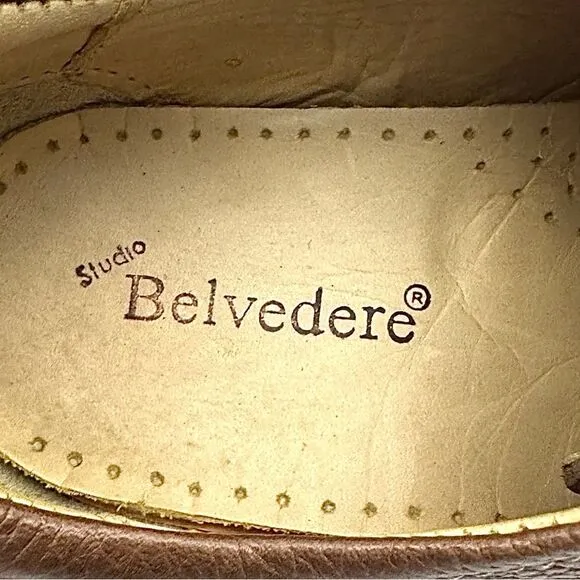 Studio Belvedere Bay Bridge Mens Size 10 3 E Brown Leather Oxford Shoes Used