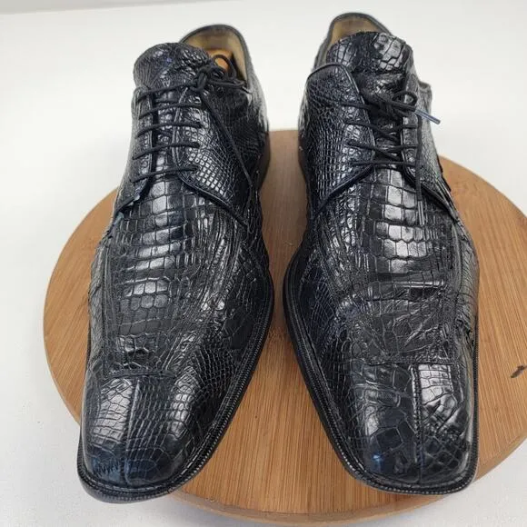 Studio Belvedere Men’s Size 14 E Black Genuine Crocodile Oxford Dress Shoes 481