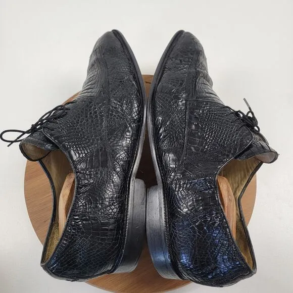 Studio Belvedere Men’s Size 14 E Black Genuine Crocodile Oxford Dress Shoes 481