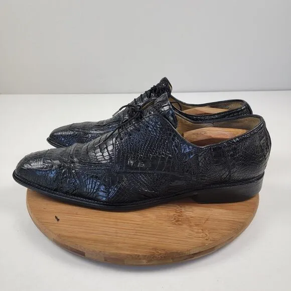 Studio Belvedere Men’s Size 14 E Black Genuine Crocodile Oxford Dress Shoes 481