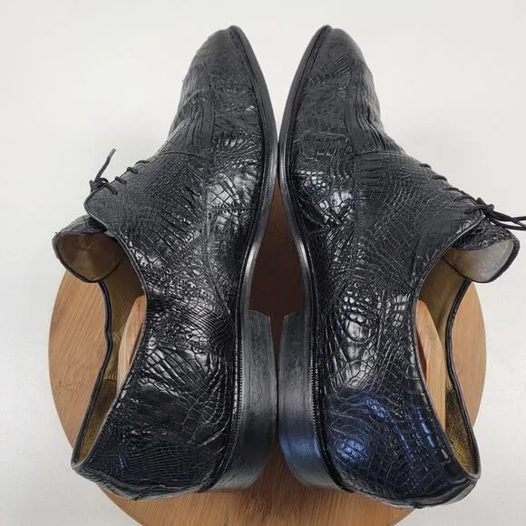 Studio Belvedere Men’s Size 14 E Black Genuine Crocodile Oxford Dress Shoes 481