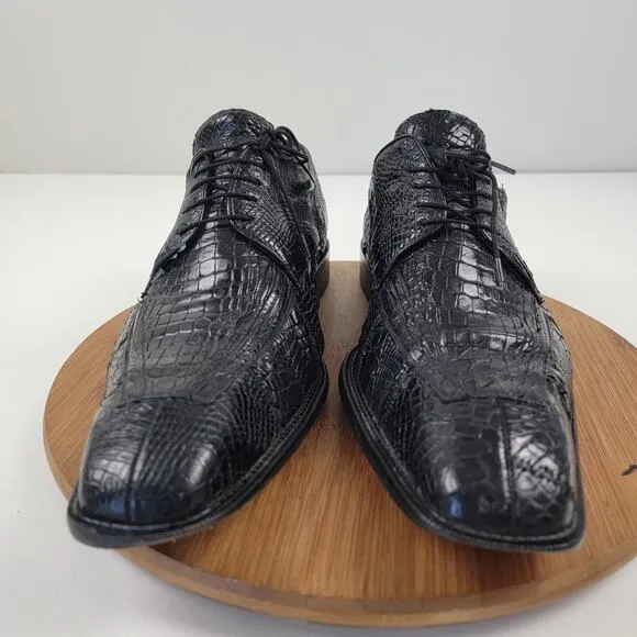 Studio Belvedere Men’s Size 14 E Black Genuine Crocodile Oxford Dress Shoes 481