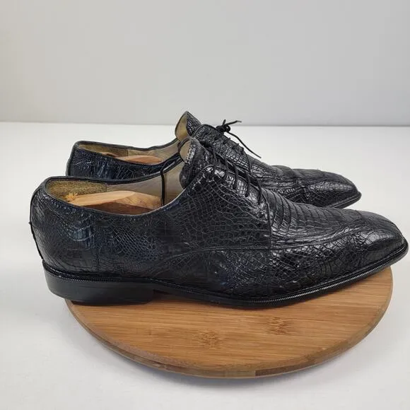 Studio Belvedere Men’s Size 14 E Black Genuine Crocodile Oxford Dress Shoes 481