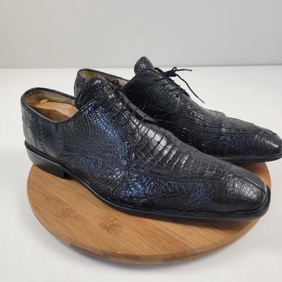 Studio Belvedere Men’s Size 14 E Black Genuine Crocodile Oxford Dress Shoes 481