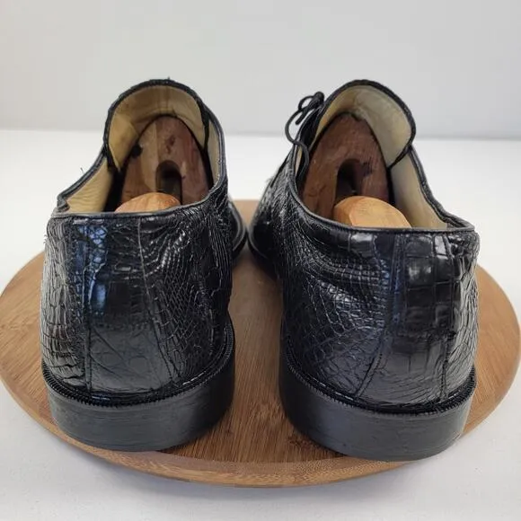 Studio Belvedere Men’s Size 14 E Black Genuine Crocodile Oxford Dress Shoes 481