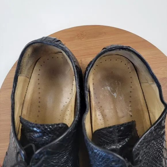 Studio Belvedere Men’s Size 14 E Black Genuine Crocodile Oxford Dress Shoes 481