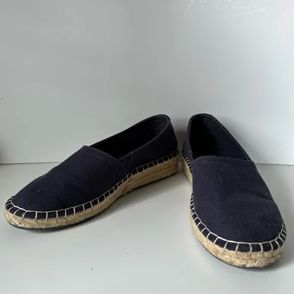Superdry Navy Espadrille Flats Women’s Size 39 | Canvas Slip-On Shoes