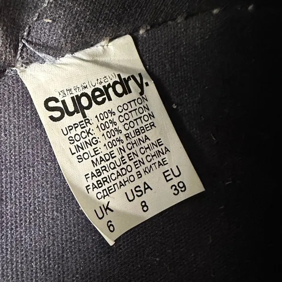 Superdry Navy Espadrille Flats Women’s Size 39 | Canvas Slip-On Shoes