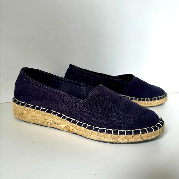 Superdry Navy Espadrille Flats Women’s Size 39 | Canvas Slip-On Shoes