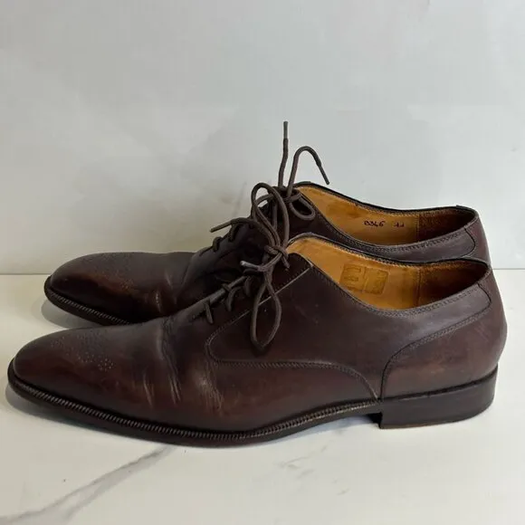 Sutor Mantellassi Men Lace Up Oxblood Burnished Leather Shoes Brown Size 11