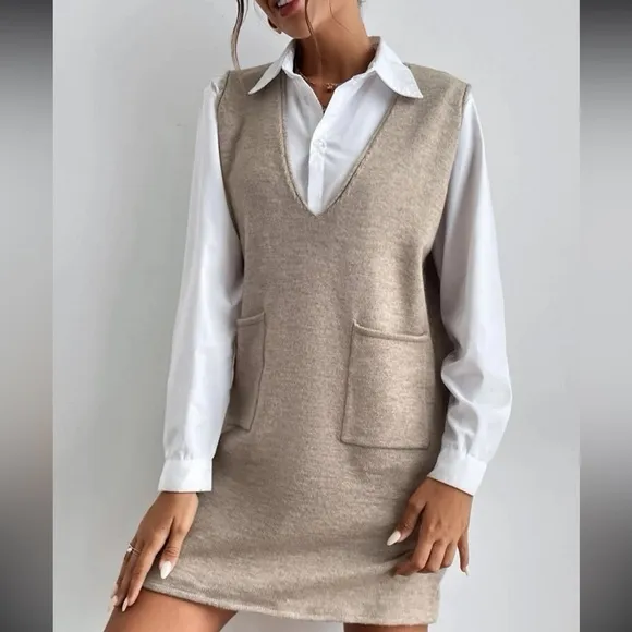 Sweater dress with pockets