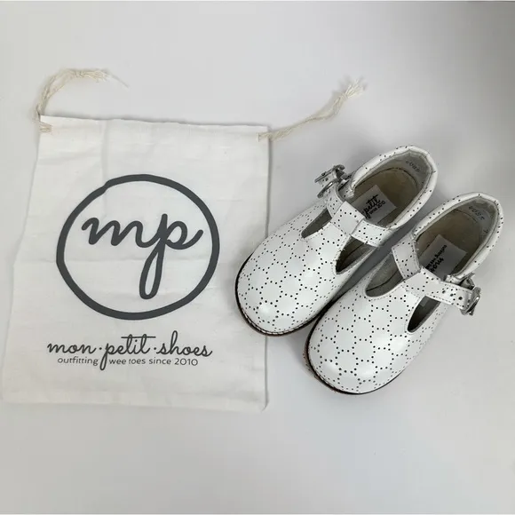 SWISS DOT Mon Petit Shoes T-Strap Hard Soles Size 8‎ Girls Leather