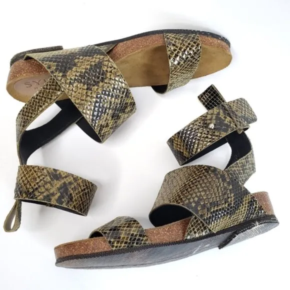 SYLVEN NEW YORK Renegade Strappy Suede Sandal In Taupe Snake Skin