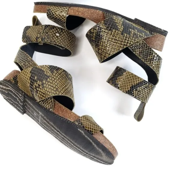 SYLVEN NEW YORK Renegade Strappy Suede Sandal In Taupe Snake Skin
