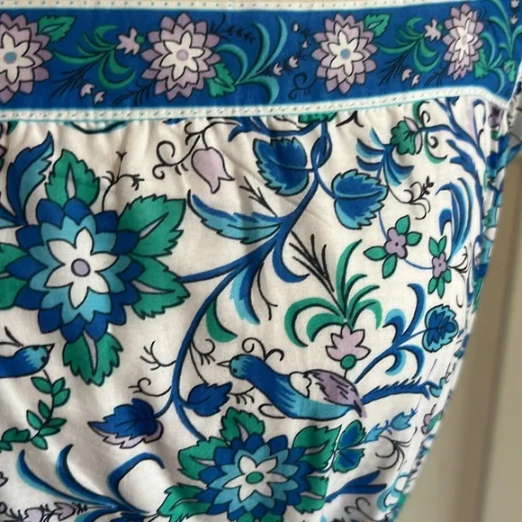 Talbots Blue and White Floral Square Neck Midi Dress Flutter Sleeves -NWT- 14P