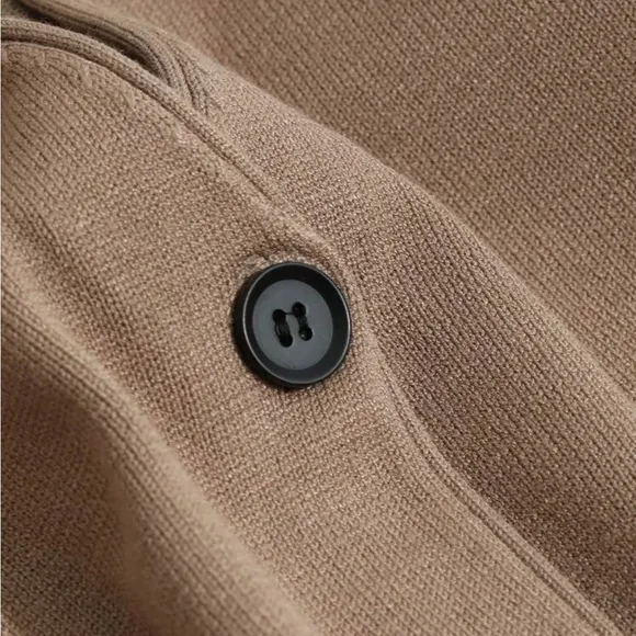 Tan sleeveless button front cardigan sweater vest - v neck