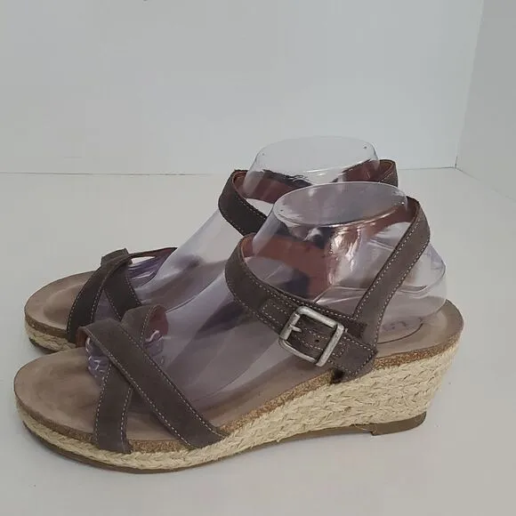 Taos Hey Jute Espadrille Wedge Strappy Leather Sandals Womens EU 41 US 10/10.5