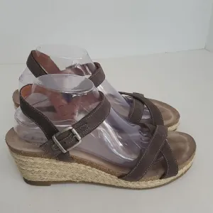 Taos Hey Jute Espadrille Wedge Strappy Leather Sandals Womens EU 41 US 10/10.5