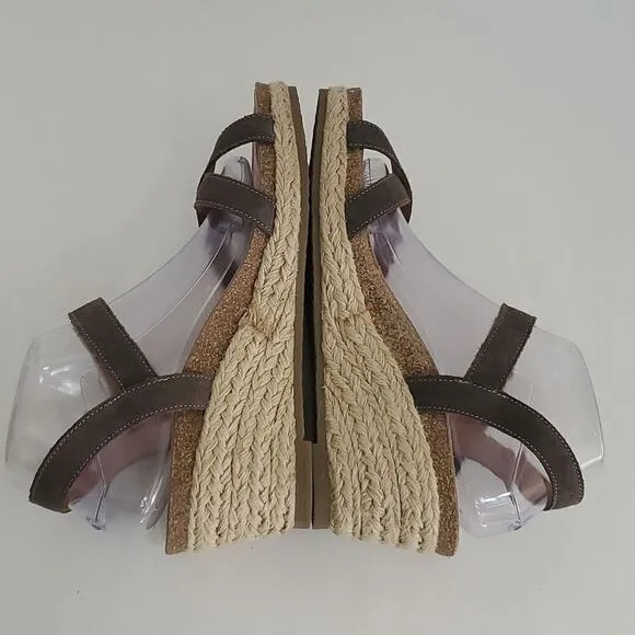 Taos Hey Jute Espadrille Wedge Strappy Leather Sandals Womens EU 41 US 10/10.5