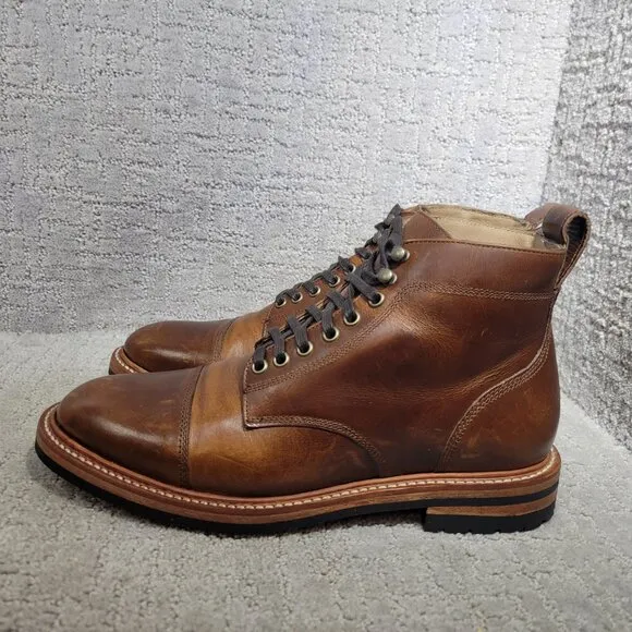 Taylor Stitch Men's Size US 10 Whiskey Eagle Cap Toe Leather The Moto Boot Shoes