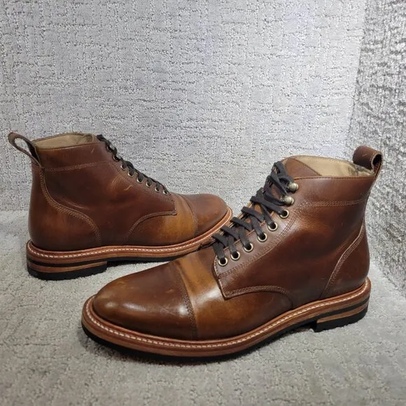 Taylor Stitch Men's Size US 10 Whiskey Eagle Cap Toe Leather The Moto Boot Shoes