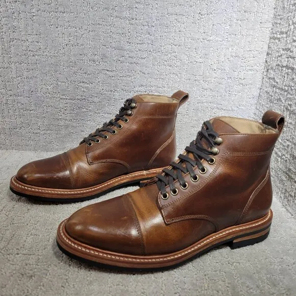Taylor Stitch Men's Size US 10 Whiskey Eagle Cap Toe Leather The Moto Boot Shoes
