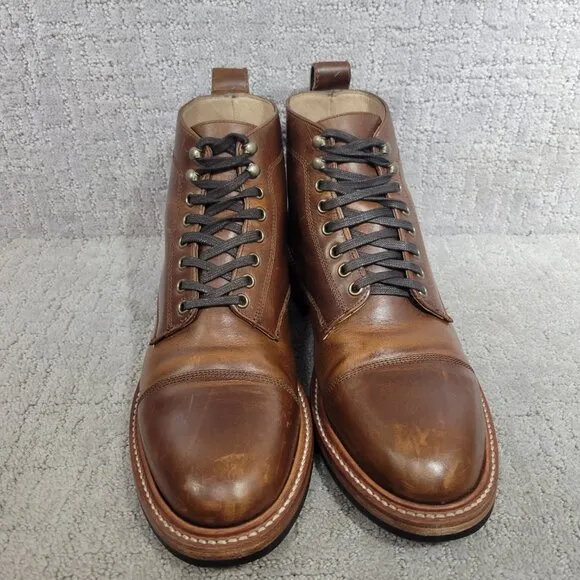 Taylor Stitch Men's Size US 10 Whiskey Eagle Cap Toe Leather The Moto Boot Shoes