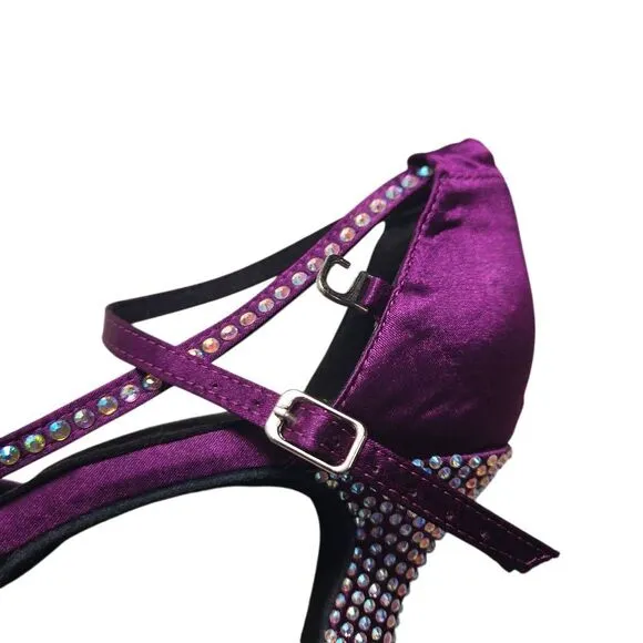TDA Women's High Heel Crystals Satin Salsa Tango Ballroom Latin Modern Dance Sho