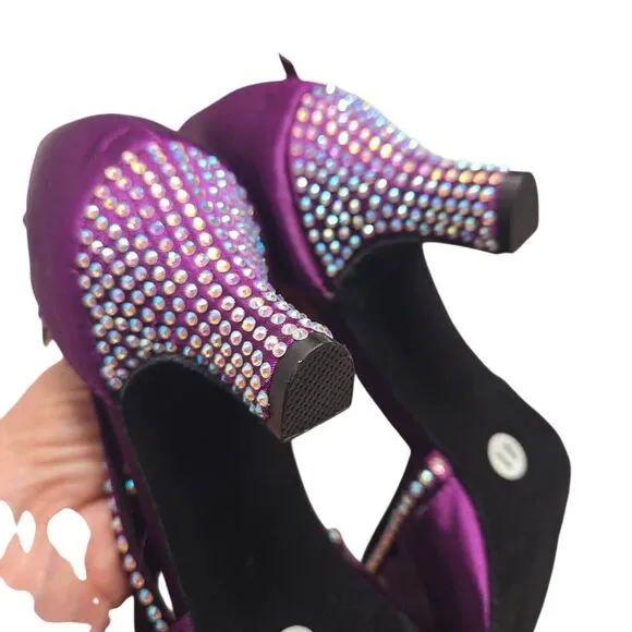 TDA Women's High Heel Crystals Satin Salsa Tango Ballroom Latin Modern Dance Sho