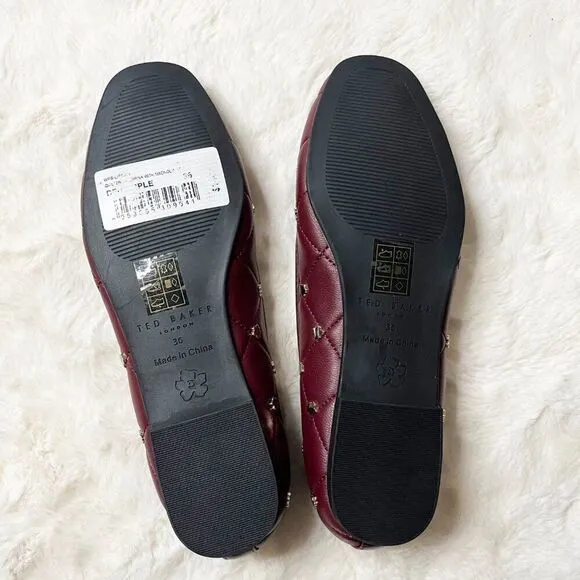 Ted Baker London Deep Purple Libban Quilted Ballerina Flat NWT Size 6