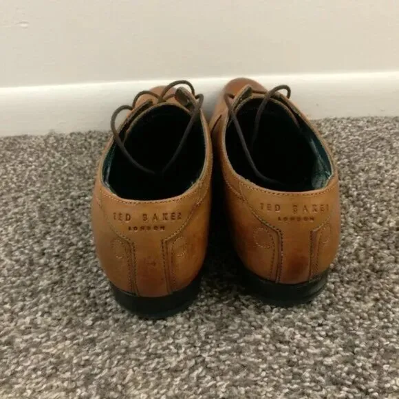 Ted Baker London Leam Derby Brown Leather Lace Up Dress Shoes Almond Toe Mens 9