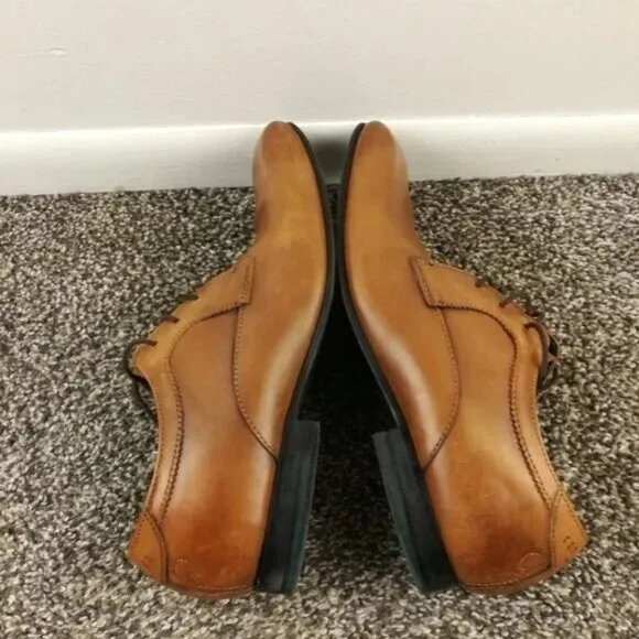 Ted Baker London Leam Derby Brown Leather Lace Up Dress Shoes Almond Toe Mens 9