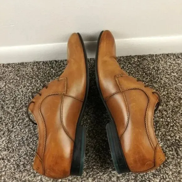 Ted Baker London Leam Derby Brown Leather Lace Up Dress Shoes Almond Toe Mens 9