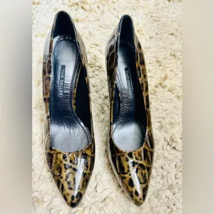 The SELLER Women Dressy Leather Animal Print Pump Round Toe, High Heel-38 1/2/ 8