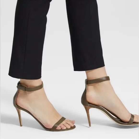 THEORY***Lamb Leather High Heel Army Green Strappy Sandal***7,7.5 $335 NIB