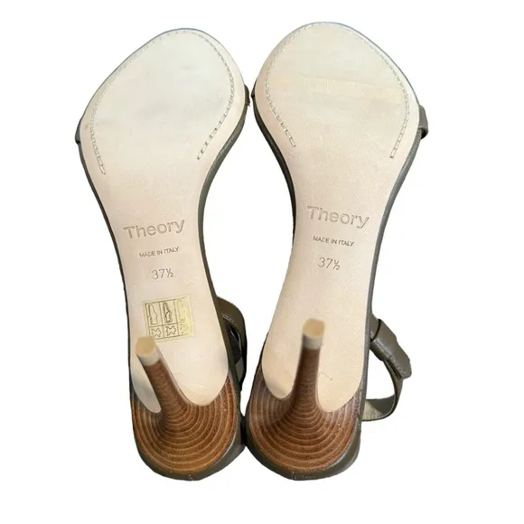 THEORY***Lamb Leather High Heel Army Green Strappy Sandal***7,7.5 $335 NIB