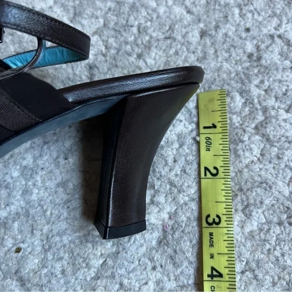 thierry rabotin Brown Vamp Leather Straps Peep Toe Sling Back Triangle Heels