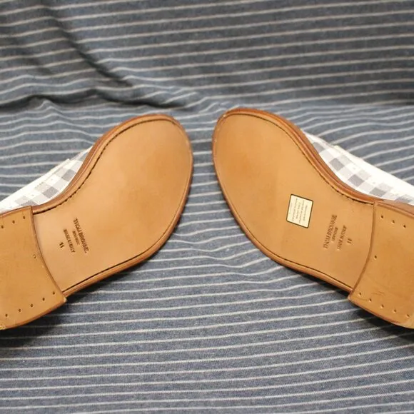 Thom Browne white pebble-grain and gray gingham Spectators