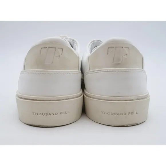 Thousand Fell Sneakers Mens 13 White Faux Leather Low Top Lace Up Trainer Shoes