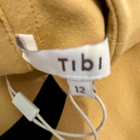 TIBI Dress, Size 12, Mustard, Midi w/ Ruffle Details, Long Sleeves, Open…