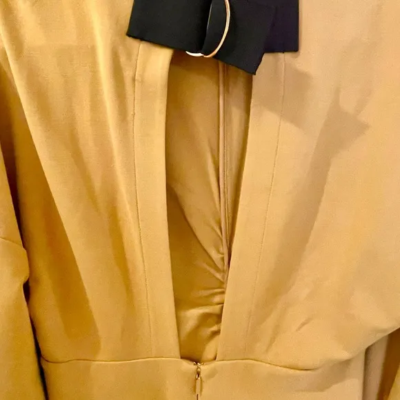 TIBI Dress, Size 12, Mustard, Midi w/ Ruffle Details, Long Sleeves, Open…