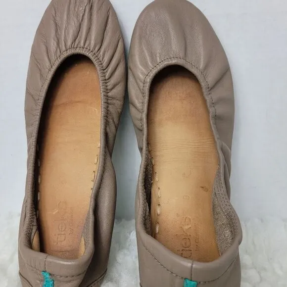 Tieks By Gavrieli Women's Shoes Size Us 8 Taupe Leather Slip On Ballet Flats