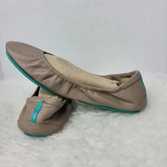 Tieks By Gavrieli Women's Shoes Size Us 8 Taupe Leather Slip On Ballet Flats