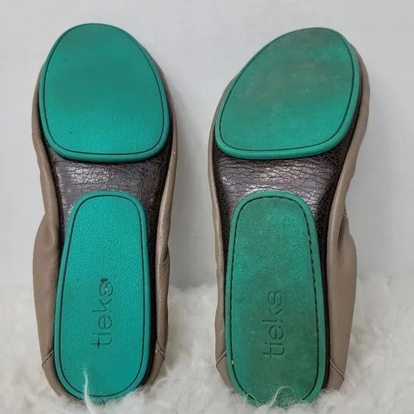 Tieks By Gavrieli Women's Shoes Size Us 8 Taupe Leather Slip On Ballet Flats
