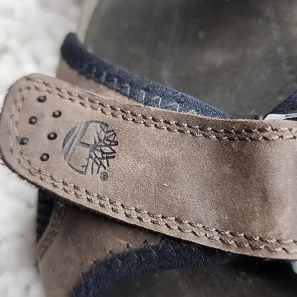 TIMBERLAND GARRISON OPEN TOE VELCRO BROWN LEATHER MENS SANDALS SIZE 12 IN GUC