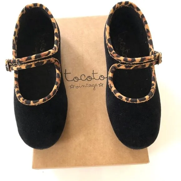 Tocoto Vintage Black Velvet Mary Jane Shoes
