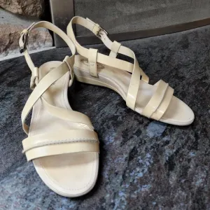 Tod's Vintage Cream Patent Leather Strappy Sandals Size 36.5